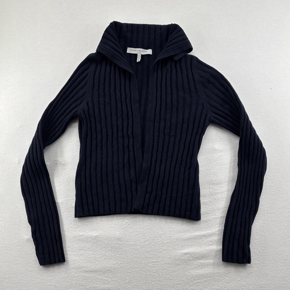 Morgane Le Fay Sweaters - Morgane Le Fay Dark Blue Ribbed Cardigan - Size Large